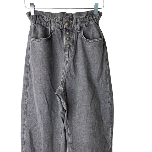 Zara Super High Rise Paperbag Waist Mom Boyfriend Engineering Crop Jeans Size 0 - Picture 6 of 13